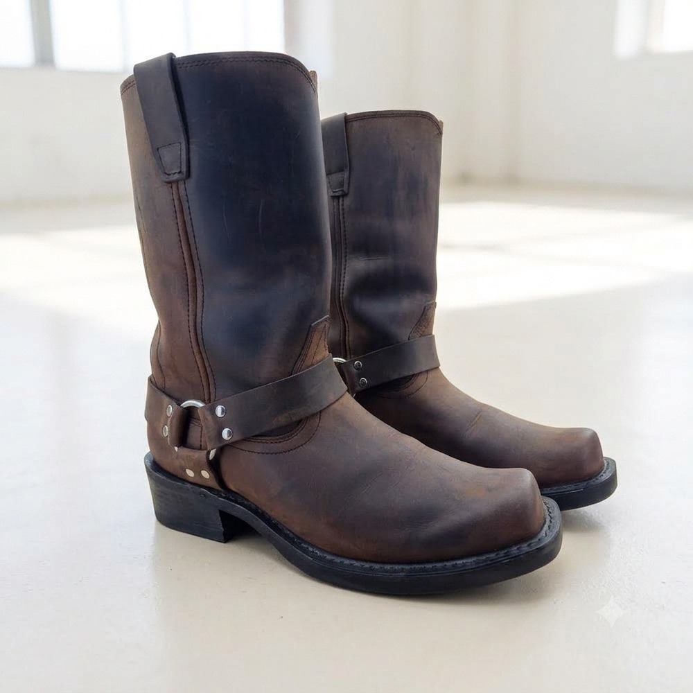 Durango Men 11.5 EE Crossroads Dark Brown Leather Harness Boots DB594